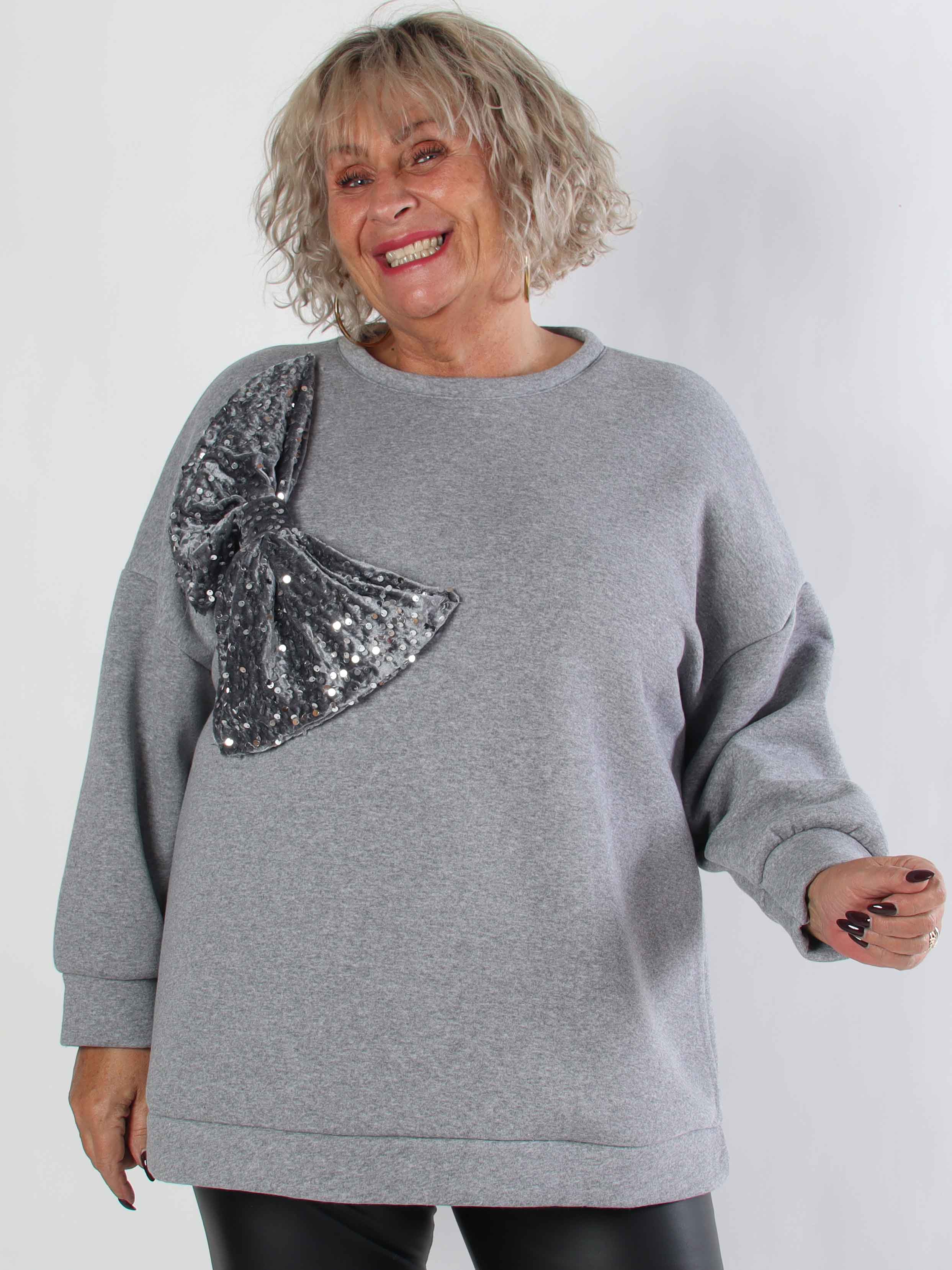 Thalassa - Plus size sweatshirt i bomuld med stor velour sløjfe